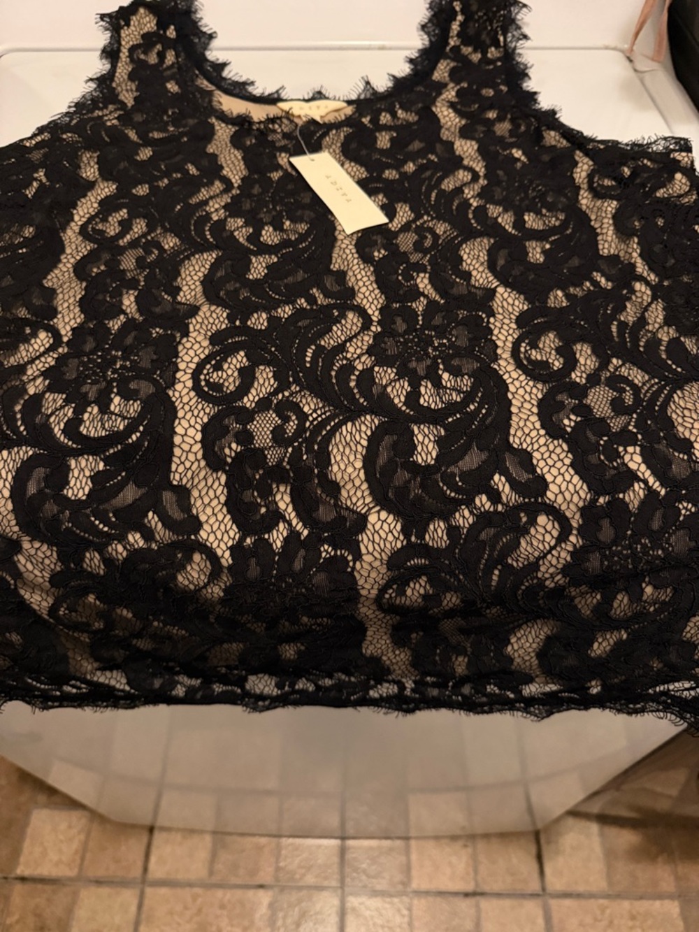 Adiva Black Lace Tank NWT
